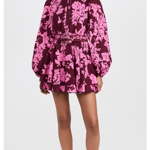 Red and Pink Long Sleeve Floral Dress - Picture 5 of 6